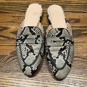 JCrew snake print slides